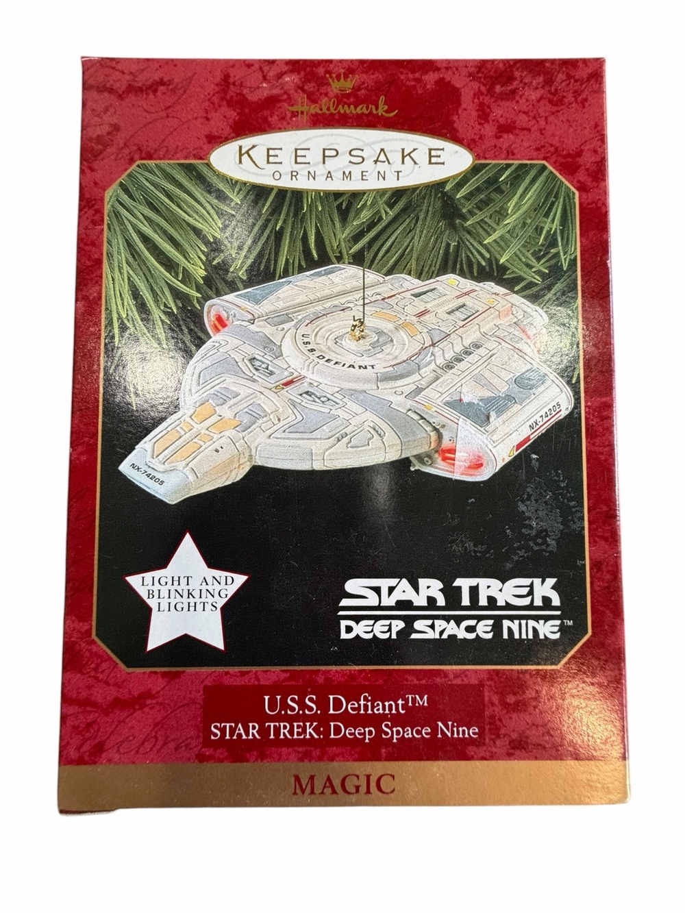 1997 Hallmark Star Trek Deep Space Nine USS Defiant Magic Light Ornament